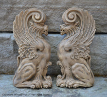 Load image into Gallery viewer, Griffin gryphons Winged lion wall Sculpture plaque set pair 7.75" ea www.Neo-Mfg.com Home decor mystical b13
