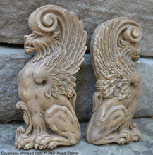 Load image into Gallery viewer, Griffin gryphons Winged lion wall Sculpture plaque set pair 7.75" ea www.Neo-Mfg.com Home decor mystical b13