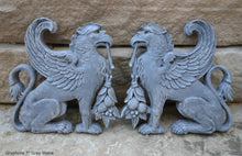Load image into Gallery viewer, Griffin gryphons Winged lion wall Sculpture plaque set pair 7" ea www.Neo-Mfg.com Home decor mystical L4