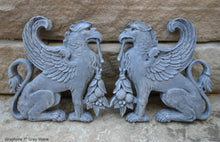 Load image into Gallery viewer, Griffin gryphons Winged lion wall Sculpture plaque set pair 9.5" ea www.Neo-Mfg.com Home decor mystical