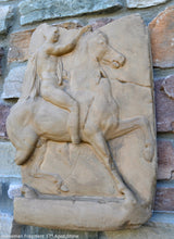 Load image into Gallery viewer, Roman Greek Horseman Figure Sculptural Wall frieze plaque Fragment relief 1st century B.C. Greek. 1907 www.Neo-Mfg.com 17"