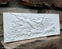 Load image into Gallery viewer, History Roman Hunting Chariot Lion and Cherub Stela Fragment Sculptural wall relief plaque 8 5/16" www.Neo-Mfg.com museum reproduction b28