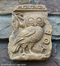 Load image into Gallery viewer, Roman Greek Owl of Athens Fragment Sculptural wall relief plaque www.Neo-Mfg.com 6.5" home decor