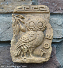 Load image into Gallery viewer, Roman Greek Owl of Athens Fragment Sculptural wall relief plaque www.Neo-Mfg.com 6.5" home decor