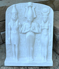 Load image into Gallery viewer, History Egyptian Triad of Osiris Dedia stele the master builder. Isis Osiris & Horus Artifact Sculpture Statue 16" www.Neo-Mfg.com