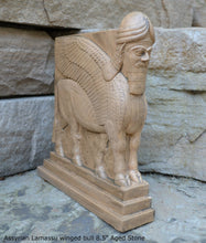 Load image into Gallery viewer, Historical Assyrian Lamassu Nimrud Palace guardians winged Bull Sculpture www.Neo-Mfg.com 8.5" Mesopotamia - Flat on back side g29