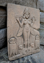 Load image into Gallery viewer, Babylonian Burney Relief Queen of Night GODDESS ISHTAR Mesopotamia Sculptural wall relief carving plaque www.Neo-Mfg.com 9.5&quot; Museum m16
