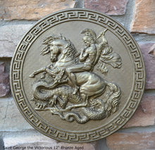 Load image into Gallery viewer, Roman Greek Saint George the Victorious Stone Carving Sculpture Wall Frieze 12" www.Neo-Mfg.com