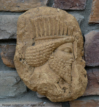 Load image into Gallery viewer, Assyrian Relief head of a Persian nobleman Persian Persepolis wall plaque art Sculpture 12" www.Neo-Mfg.com Museum reproduction