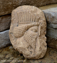 Load image into Gallery viewer, Assyrian Relief head of a Persian nobleman Persian Persepolis wall plaque art Sculpture 12" www.Neo-Mfg.com Museum reproduction