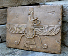 Load image into Gallery viewer, Assyrian Ahura Mazda Faravahar Persian Persepolis art Wall Sculpture 12&quot; www.Neo-Mfg.com a8
