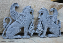Load image into Gallery viewer, Griffin gryphons Winged lion wall Sculpture plaque set pair 7" ea www.Neo-Mfg.com Home decor mystical L4