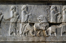 Load image into Gallery viewer, Assyrian Elamites with two lion East staircase Persian Persepolis art Wall Sculpture 15.75" www.Neo-Mfg.com