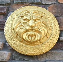 Load image into Gallery viewer, Roman Greek Lion Warrior Shield Sculpture Statue www.Neo-Mfg.com 17"