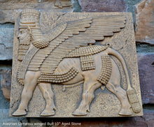 Load image into Gallery viewer, Historical Assyrian Lamassu winged Bull wall Sculpture www.Neo-Mfg.com 10" Mesopotamia m17