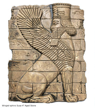 Load image into Gallery viewer, Assyrian Sumerian Winged sphinx Susa, Lion Shedu Palace Darius I fragment Sculpture reproduction art 5.75" www.Neo-Mfg.com home decor k13