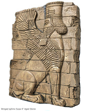 Load image into Gallery viewer, Assyrian Sumerian Winged sphinx Susa, Lion Shedu Palace Darius I fragment Sculpture reproduction art 5.75" www.Neo-Mfg.com home decor k13
