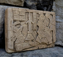 Load image into Gallery viewer, History Aztec Mayan Lintel 41 Yaxchilan Lord Bird Jaguar Sculptural wall relief plaque 6" www.Neo-Mfg.com Museum Reproduction