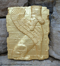 Load image into Gallery viewer, Assyrian Sumerian Winged sphinx Susa, Lion Shedu Palace Darius I fragment Sculpture reproduction art 5.75" www.Neo-Mfg.com home decor k13