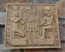 Load image into Gallery viewer, History Egyptian Ramses II offering God Khnum Amun Ram temple of Amun Plaque Artifact Sculpture www.Neo-Mfg.com home decor h4
