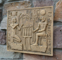 Load image into Gallery viewer, History Egyptian Ramses II offering God Khnum Amun Ram temple of Amun Plaque Artifact Sculpture www.Neo-Mfg.com home decor h4