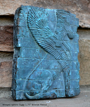 Load image into Gallery viewer, Assyrian Sumerian Winged sphinx Susa, Lion Shedu Palace Darius I fragment Sculpture reproduction art 5.75" www.Neo-Mfg.com home decor k13