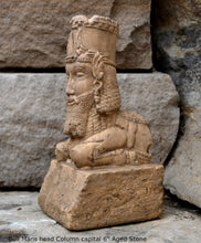 Load image into Gallery viewer, Historical Assyrian Persian Column Capital Man-Bull relief sculpture ancient replica Sculpture www.Neo-Mfg.com 6"