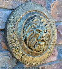 Load image into Gallery viewer, Roman Greek Lion Warrior Shield Sculpture Statue www.Neo-Mfg.com 12"