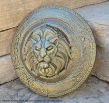 Load image into Gallery viewer, Roman Greek Lion Warrior Shield Sculpture Statue www.Neo-Mfg.com 12"