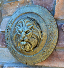 Load image into Gallery viewer, Roman Greek Lion Warrior Shield Sculpture Statue www.Neo-Mfg.com 12"