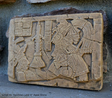 Load image into Gallery viewer, History Aztec Mayan Lintel 41 Yaxchilan Lord Bird Jaguar Sculptural wall relief plaque 6" www.Neo-Mfg.com Museum Reproduction