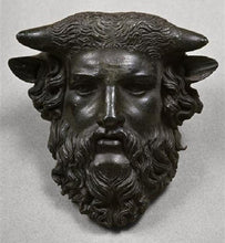Load image into Gallery viewer, Roman Greek Acheloos head of Horned God God of Lezoux bust Sculpture Statue www.Neo-mfg.com 4" Museum reproduction