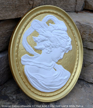 Load image into Gallery viewer, Victorian Cameo silhouette Sculpture wall Plaque Bas relief 11" www.Neo-Mfg.com right face East wind m20