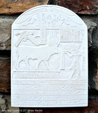 Load image into Gallery viewer, History Egyptian Stela dedicated by Ptolemy V to the bull Buchis 8" Stele Sculptural wall relief www.Neo-Mfg.com b22