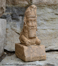 Load image into Gallery viewer, Historical Assyrian Persian Column Capital Man-Bull relief sculpture ancient replica Sculpture www.Neo-Mfg.com 6"