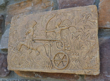 Load image into Gallery viewer, History Egyptian King Tut Tutankhamen Chariot battle scene Plaque Artifact Sculpture 10" www.Neo-Mfg.com Ramses e24