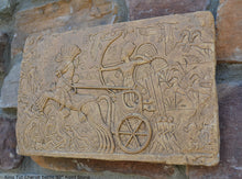 Load image into Gallery viewer, History Egyptian King Tut Tutankhamen Chariot battle scene Plaque Artifact Sculpture 10" www.Neo-Mfg.com Ramses e24
