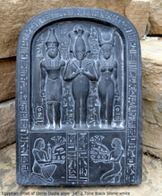 Load image into Gallery viewer, History Egyptian Triad of Osiris Dedia stele the master builder. Isis Osiris & Horus Artifact Sculpture Statue 14" www.Neo-Mfg.com c9