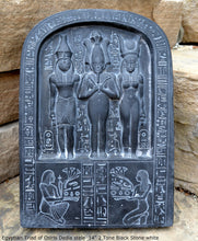 Load image into Gallery viewer, History Egyptian Triad of Osiris Dedia stele the master builder. Isis Osiris & Horus Artifact Sculpture Statue 14" www.Neo-Mfg.com c9