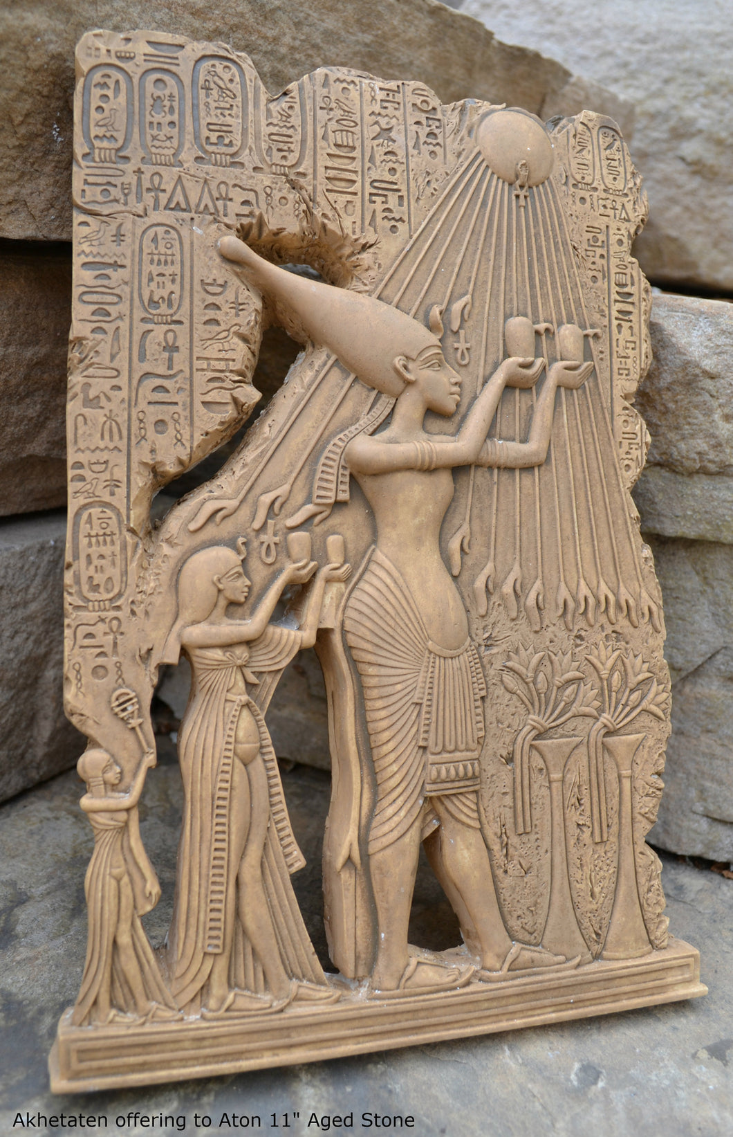 History Egyptian Akhetaten offering to Aton Aten hieroglyph Sculptural wall relief 11