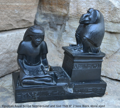 History Egyptian Royal Scribe Nebmeroutef and God Thôt statue Sculpture museum reproduction art 8