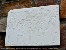 Load image into Gallery viewer, History Egyptian Offering to Amun Temple of Ramses III at Medinet Habu 11" Stela Sculptural wall relief www.Neo-Mfg.com m9