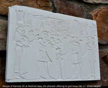 Load image into Gallery viewer, History Egyptian Offering to Amun Temple of Ramses III at Medinet Habu 11" Stela Sculptural wall relief www.Neo-Mfg.com m9