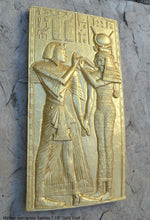 Load image into Gallery viewer, Egyptian Hathor welcomes Sethos I Sculpture museum reproduction art 10" www.Neo-Mfg.com home decor Isis e19