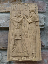 Load image into Gallery viewer, Egyptian Hathor welcomes Sethos I Sculpture museum reproduction art 10" www.Neo-Mfg.com home decor Isis e19