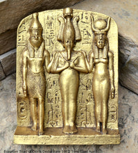 Load image into Gallery viewer, History Egyptian Triad of Osiris Dedia stele the master builder. Isis Osiris & Horus Artifact Sculpture Statue 16" www.Neo-Mfg.com