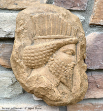 Load image into Gallery viewer, Assyrian Relief head of a Persian nobleman Persian Persepolis wall plaque art Sculpture 12" www.Neo-Mfg.com Museum reproduction