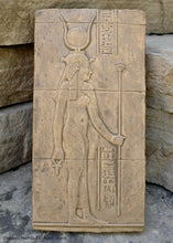 Load image into Gallery viewer, History Egyptian Goddess Hathor Dendera Sculptural wall relief www.Neo-Mfg.com 11" Cow home decor art e9