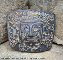 Load image into Gallery viewer, Inca Viracocha Tiwanaku Face Gateway sun Sculptural wall relief plaque 3.5" www.Neo-Mfg.com home decor
