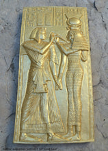 Load image into Gallery viewer, Egyptian Hathor welcomes Sethos I Sculpture museum reproduction art 10" www.Neo-Mfg.com home decor Isis e19